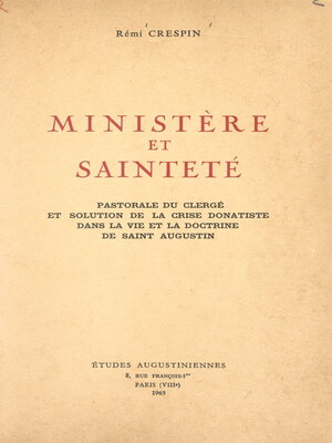 cover image of Ministère et sainteté